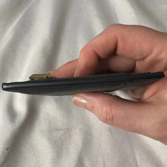 Tiffany & Co Black Leather Card Holder Wallet Gold T Logo Minimalist Luxury - Picture 9 of 11